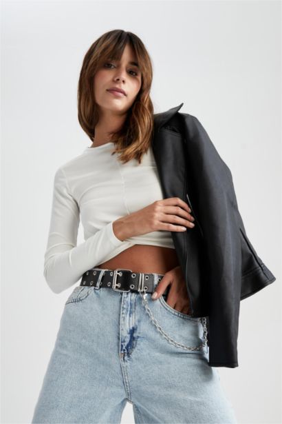 Kadın Zincir Detaylı Suni Deri Kemer