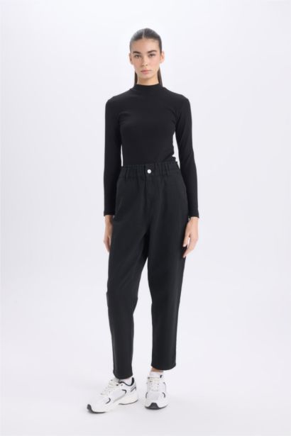 Paperbag Gabardine Pocketed Standard Leg Trousers