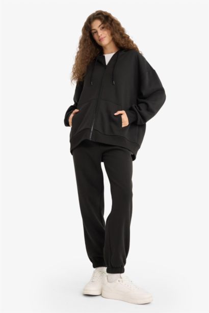 Jogger Fit Elastic Banded Leg Thick Fabric Trousers