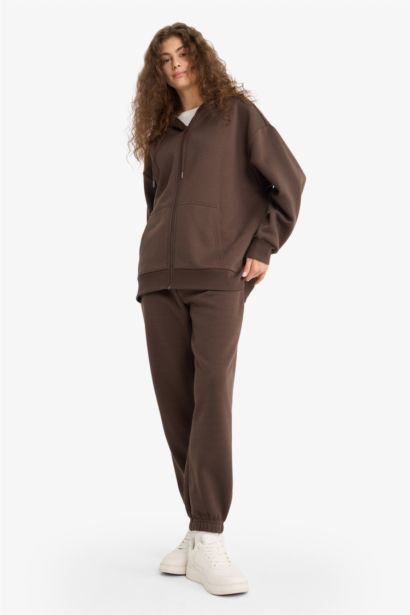Jogger Fit Elastic Banded Leg Thick Fabric Trousers