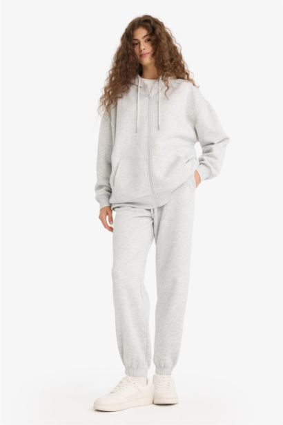 Jogger Fit Elastic Banded Leg Thick Fabric Trousers