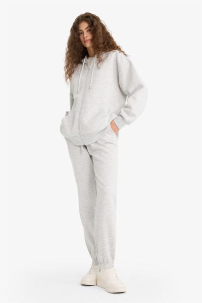 Jogger Fit Elastic Banded Leg Thick Fabric Trousers