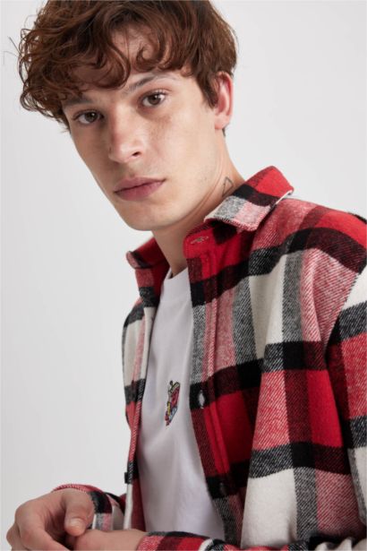 Regular Fit Polo Collar Plaid Lumberjack Flannel Shirt