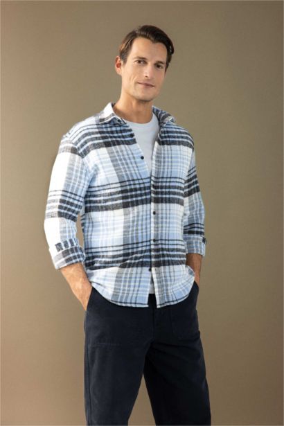 Regular Fit Kareli Oduncu Flanel Uzun Kollu Gömlek