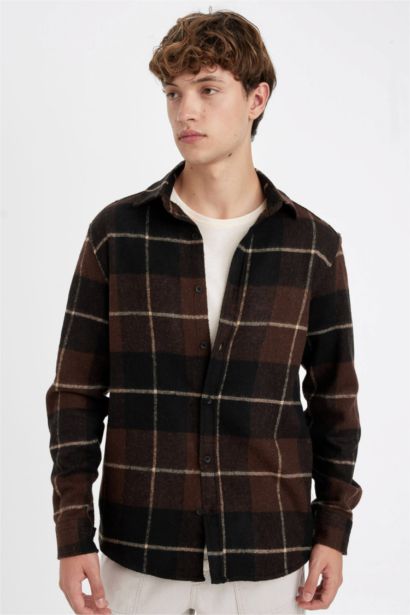 Regular Fit Kareli Oduncu Flanel Uzun Kollu Gömlek