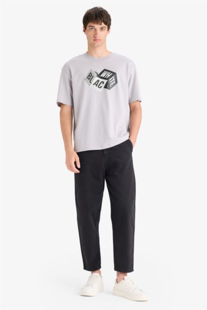 T-shirt oversize en coton imprimé à col rond et manches courtes