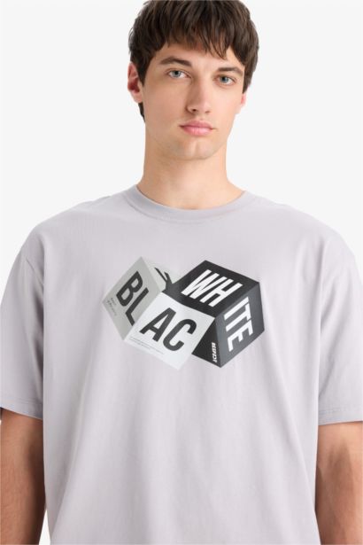 T-shirt oversize en coton imprimé à col rond et manches courtes