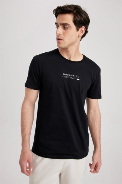 Regular Fit Crew Neck Printed Short Sleeve T-Shirt