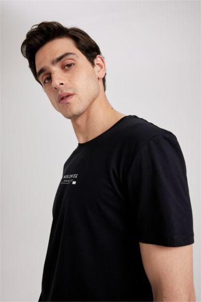 Regular Fit Crew Neck Printed Short Sleeve T-Shirt