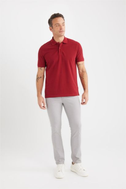 بنطلون تشينو سادة صيفي سليم فيت برجل ضيق رمادي