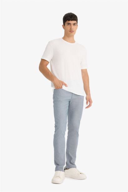 Slim Fit Yazlık Chino Kanvas Dokulu Pantolon