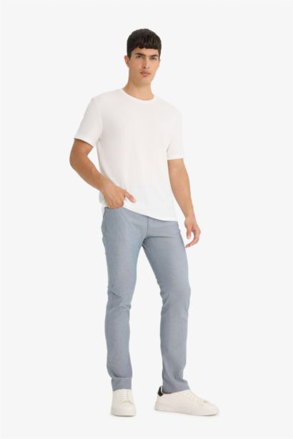 Slim Fit Yazlık Chino Kanvas Dokulu Pantolon