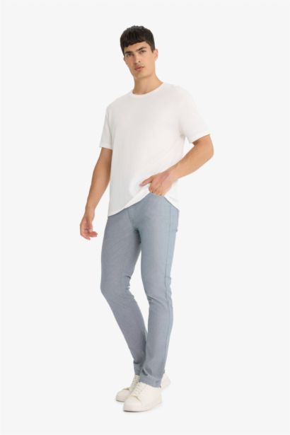 Slim Fit Yazlık Chino Kanvas Dokulu Pantolon