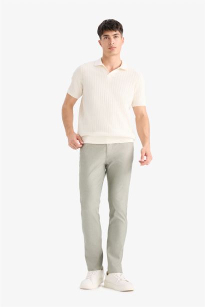 Slim Fit Yazlık Chino Kanvas Dokulu Pantolon