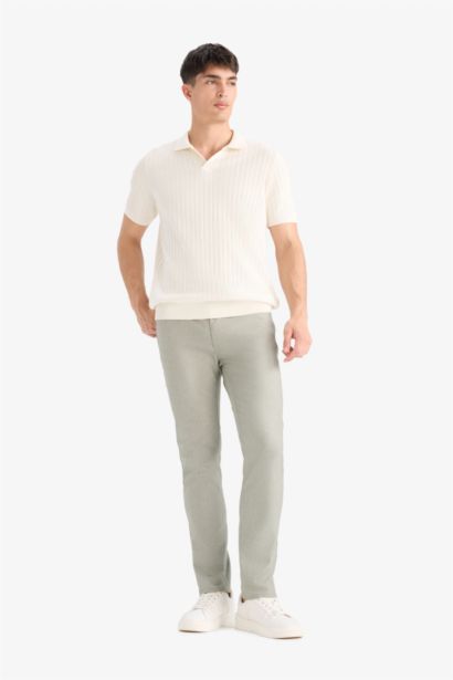 Slim Fit Yazlık Chino Kanvas Dokulu Pantolon