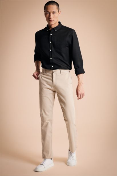 түймелі поло жағасы Ұзын жеңді көйлек