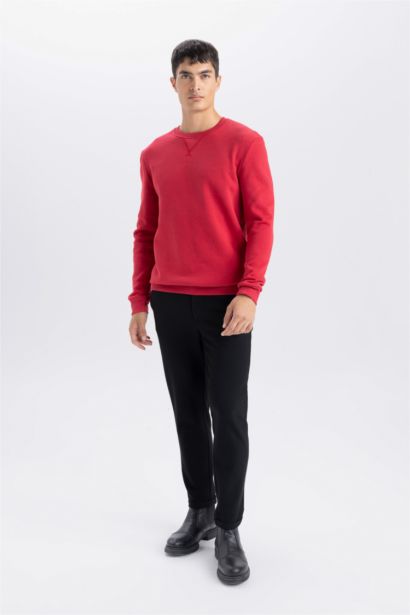 Regular Fit Crew Neck Thick Basic Sweatshirt