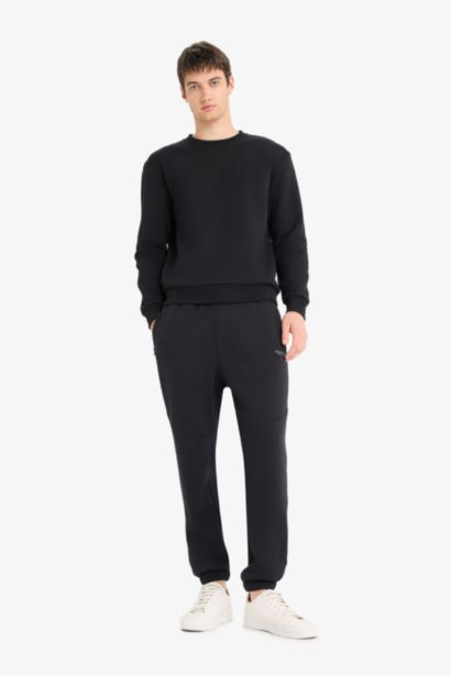 Regular Fit Bisiklet Yaka Basic Düz Kalın Sweatshirt