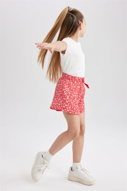 Short en viscose imprimé floral pour fille