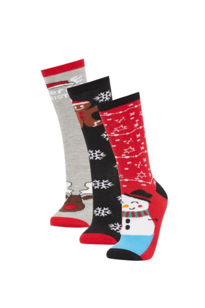 3'lü Pamuklu Uzun Çorap