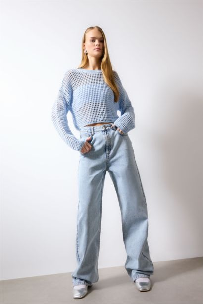 Regular Fit Bisiklet Yaka Kroşe Triko Kazak