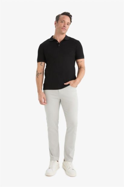 Slim Fit Short Sleeve Basic Polo T-Shirt