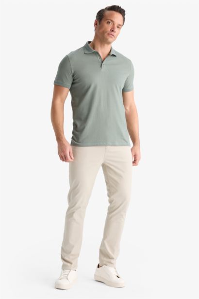 Slim Fit Short Sleeve Basic Polo T-Shirt