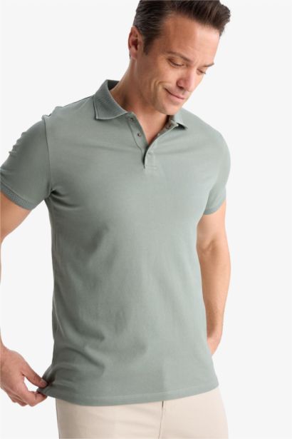 Slim Fit Short Sleeve Basic Polo T-Shirt