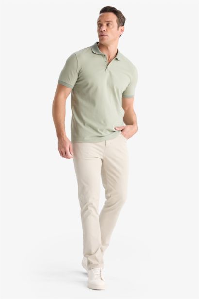 Slim Fit Short Sleeve Basic Polo T-Shirt