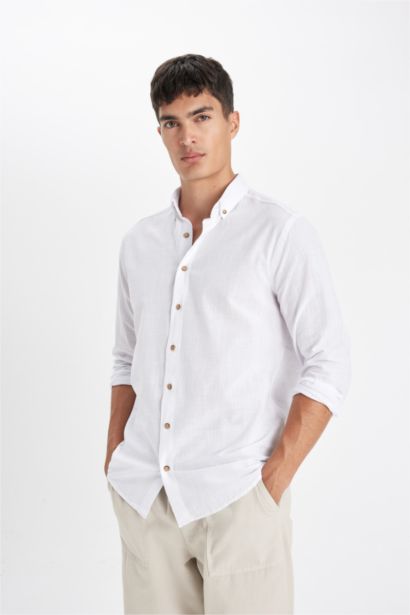 Modern Fit Polo Collar Long Sleeve Shirt