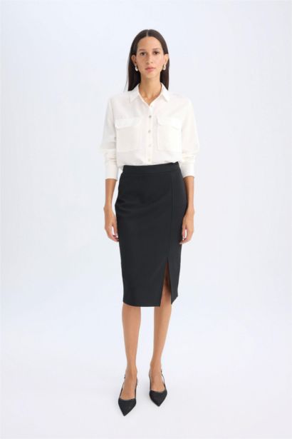 قميص ابيض سامبل كم طويل قصة عادية