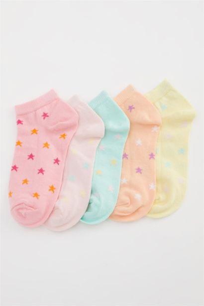 Girl Star Patterned 5 Pack Booties Socks