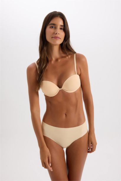 Kaplı Full Push Up Straplez Sütyen