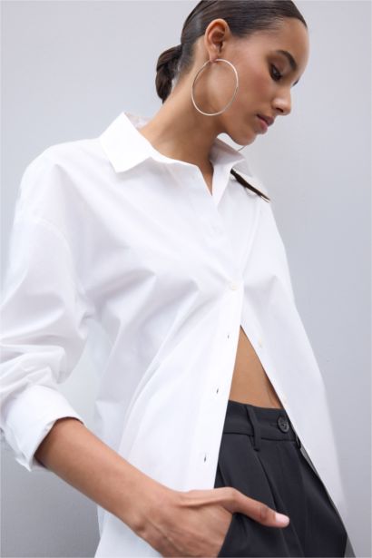Oversize Fit Poplin Long Sleeve Shirt
