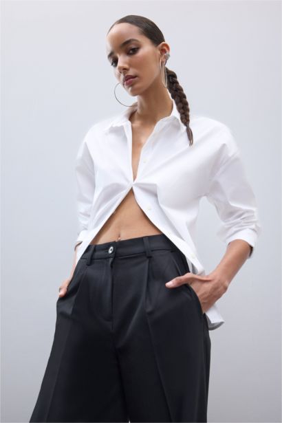 Oversize Fit Poplin Long Sleeve Shirt