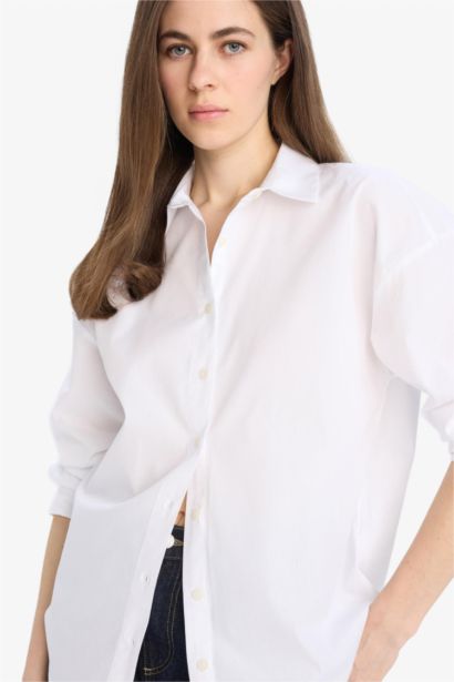 Oversize Fit Poplin Long Sleeve Shirt