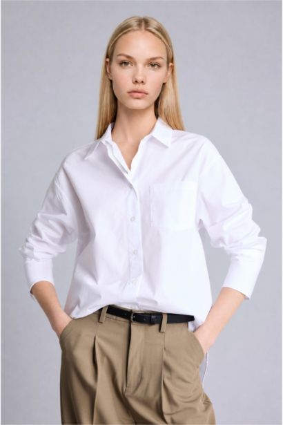 Oversize Uzun Kollu Poplin Gömlek