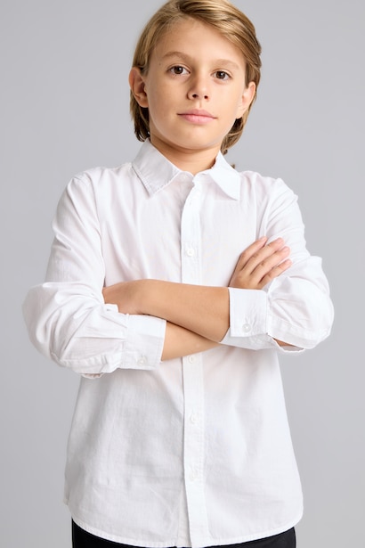 Boy Regular Fit Poplin Long Sleeve Shirt