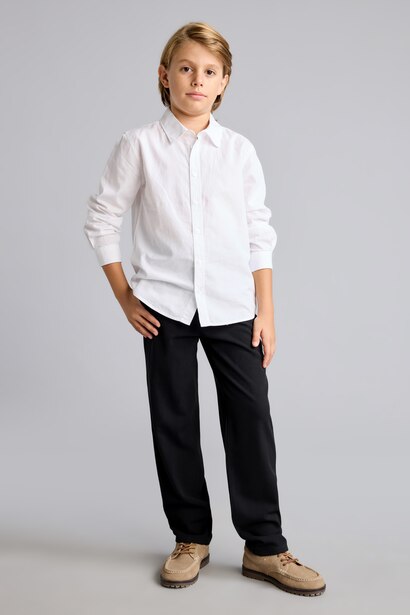 Boy Regular Fit Poplin Long Sleeve Shirt