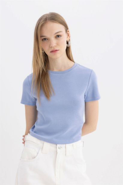 Fitted Ribana Basic Short Sleeve T-Shirt
