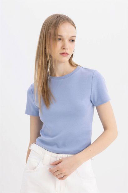 Fitted Ribana Basic Short Sleeve T-Shirt