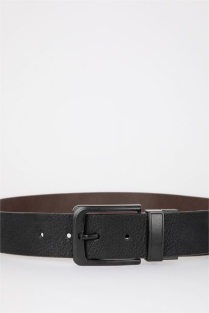 حزام جان من الجلد الصناعي على الوجهين للرجال