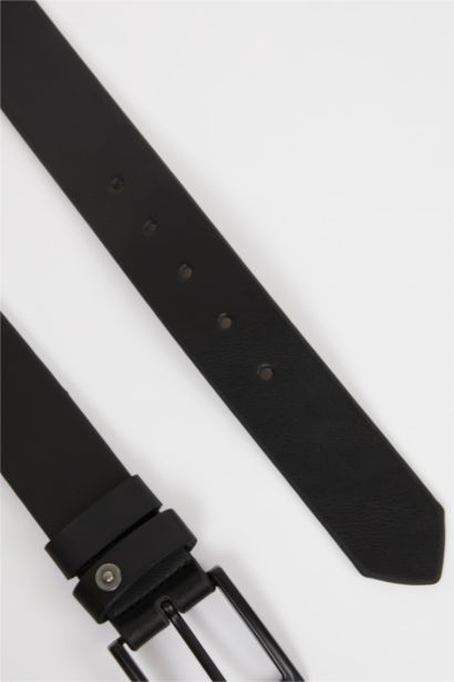 Erkek Dikdörtgen Toka Suni Deri Jean Kemeri