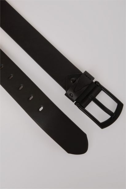 Erkek Dikdörtgen Toka Suni Deri Jean Kemeri