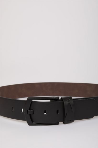 Erkek Dikdörtgen Toka Suni Deri Jean Kemeri