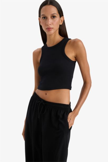 Fıtted Halter Yaka Fitilli Kaşkorse Atlet