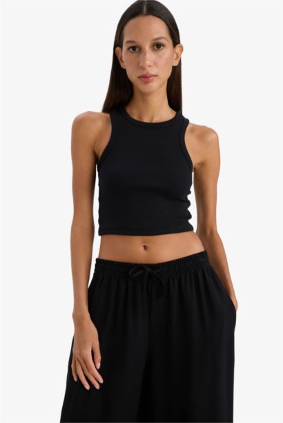 Fıtted Halter Yaka Fitilli Kaşkorse Atlet