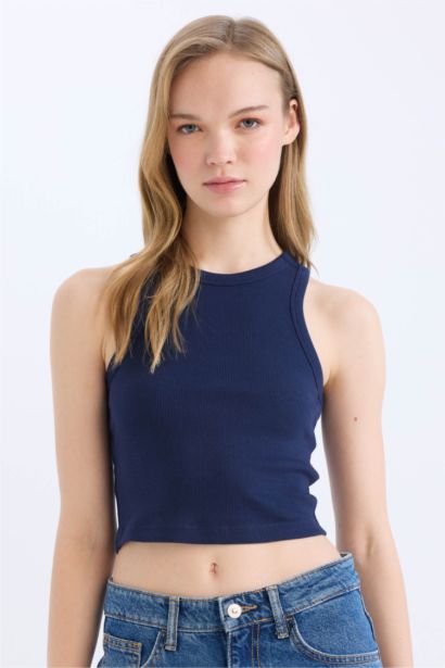 Fıtted Halter Yaka Fitilli Kaşkorse Atlet