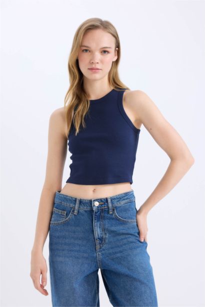 Fıtted Halter Yaka Fitilli Kaşkorse Atlet