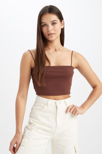 Coool Skinny Fit Cotton Crop Top with Rope Strap